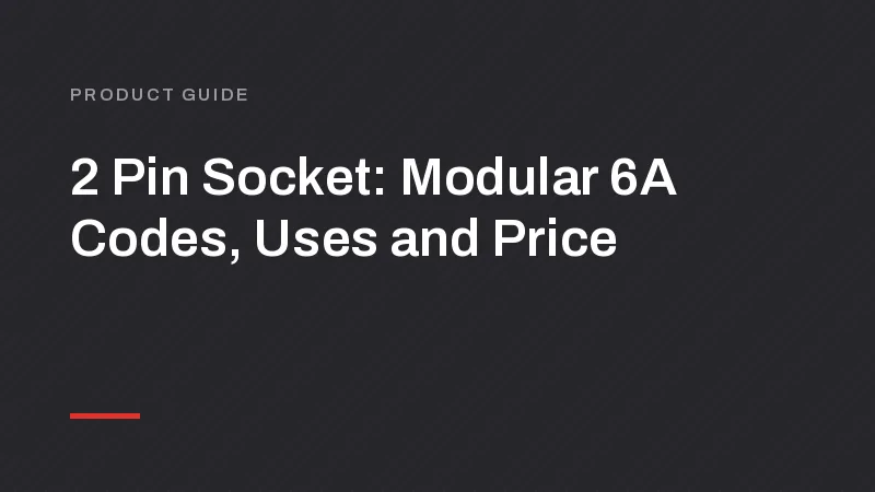 2 Pin Socket: Modular 6A Codes, Uses and Price